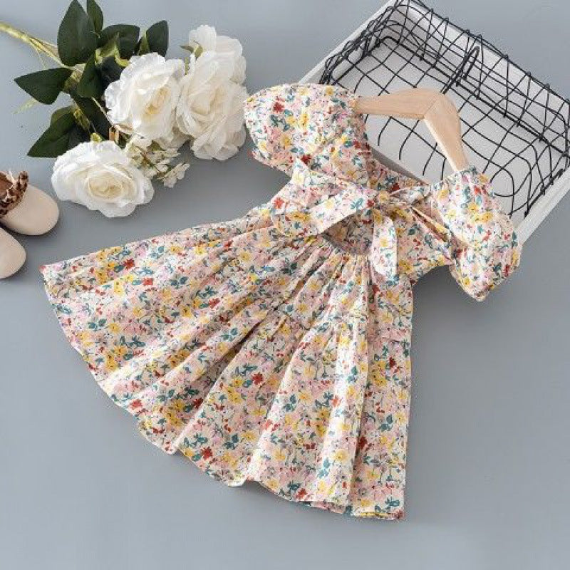 New Girls Floral Skirt, Little Girl Princess Dress, Baby Net Red Foreign Style Summer Dress Beautiful