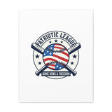 Patriotic Baseball Emblem Canvas | Vintage Red White Blue Baseball Wall Art