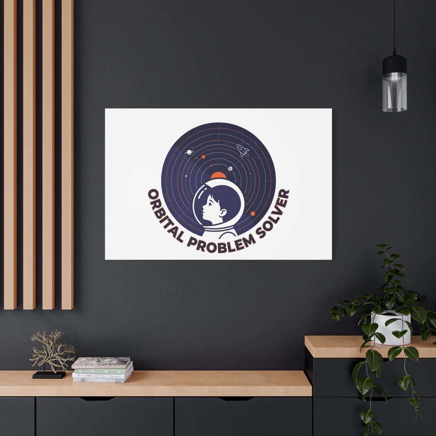 Orbital Problem Solver Canvas | space mission patch, astronaut art, cosmic science