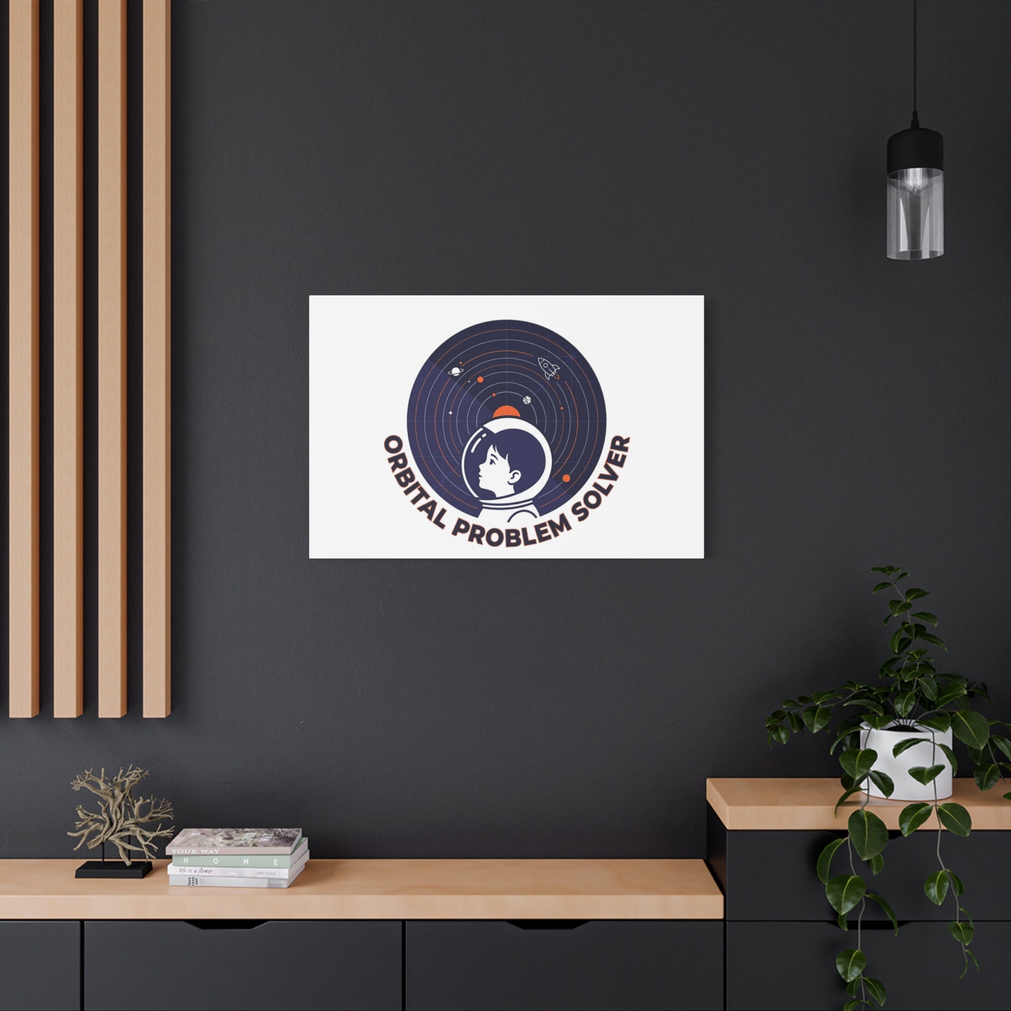 Orbital Problem Solver Canvas | space mission patch, astronaut art, cosmic science