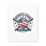 Patriotic Baseball Emblem Canvas | Vintage Red White Blue Baseball Wall Art