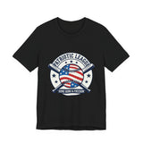 Patriotic Baseball Graphic Tee | Vintage Red White Blue Home Run Shirt