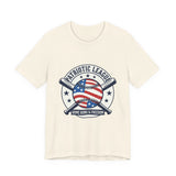 Patriotic Baseball Graphic Tee | Vintage Red White Blue Home Run Shirt