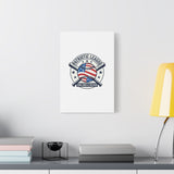 Patriotic Baseball Emblem Canvas | Vintage Red White Blue Baseball Wall Art
