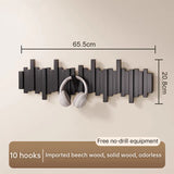 Solid Wood Hanger, Piano Key Wall Hook, Adhesive Back-of-Door Coat Hook, No Drill Entryway Organizer.