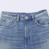 High waisted wide leg leather pocket jeans