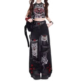 Womens Vintage Washed Distressed Ripped Jeans