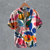 Men's Casual Linen Semi-Open Short-Sleeve