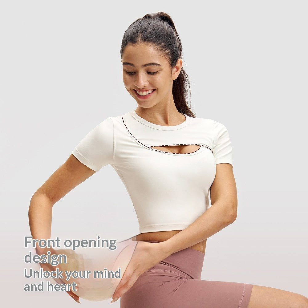 Women's Athletic Short-sleeve Yoga Outfit Outdoor T-shirt Front