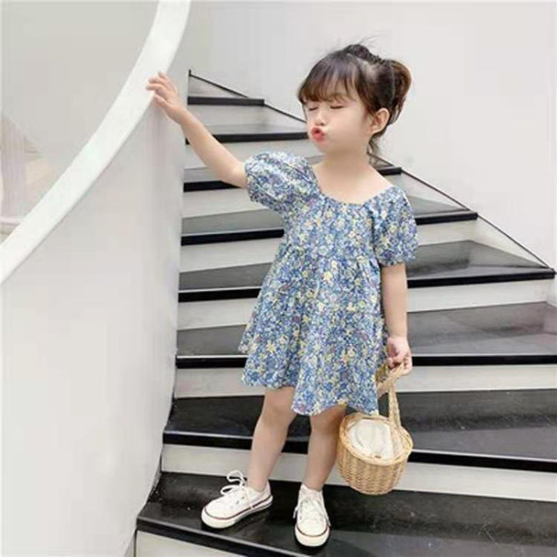 New Girls Floral Skirt, Little Girl Princess Dress, Baby Net Red Foreign Style Summer Dress Beautiful