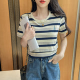 Pure Cotton Striped Postpartum Skin-Friendly Versatile Nursing Shirt