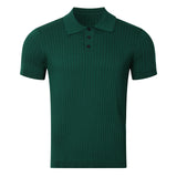 Men's Knitted T-shirt Solid Color Thin Loose Casual Polo Collar Polo Shirt