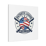 Patriotic Baseball Emblem Canvas | Vintage Red White Blue Baseball Wall Art
