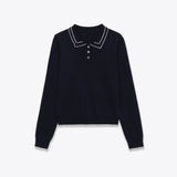 Color blocking stitching long sleeved knitted fabric