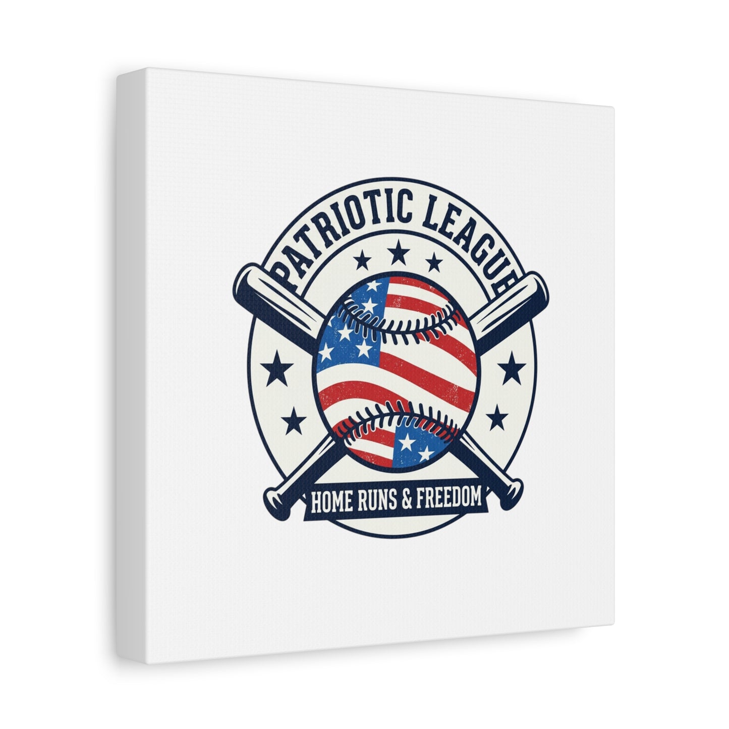Patriotic Baseball Emblem Canvas | Vintage Red White Blue Baseball Wall Art