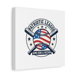 Patriotic Baseball Emblem Canvas | Vintage Red White Blue Baseball Wall Art