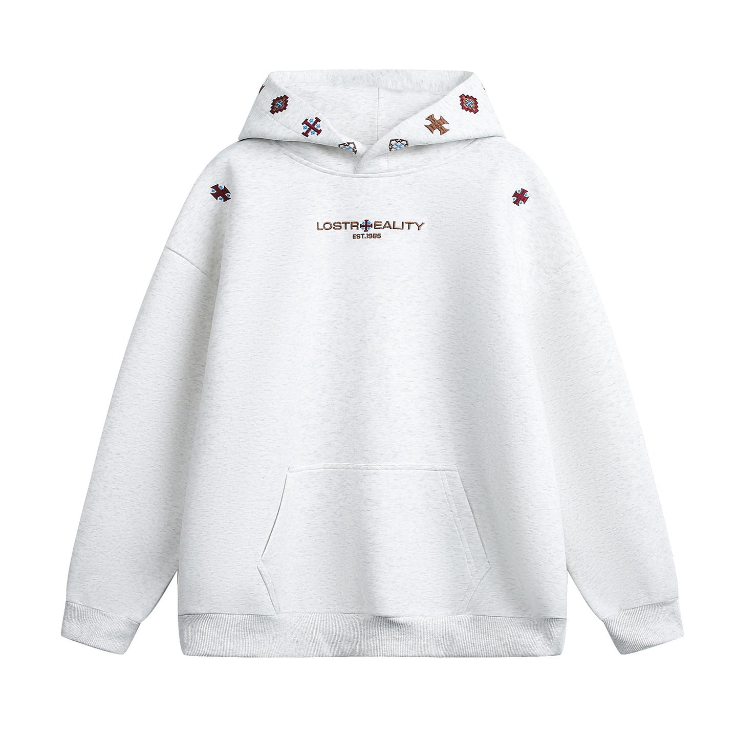 INS Ethnic-style Textured Embroidery Heavyweight Hooded Sweatshirt