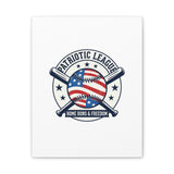 Patriotic Baseball Emblem Canvas | Vintage Red White Blue Baseball Wall Art