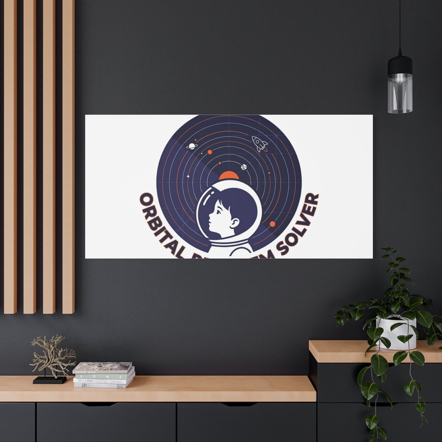 Orbital Problem Solver Canvas | space mission patch, astronaut art, cosmic science