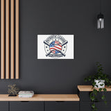 Patriotic Baseball Emblem Canvas | Vintage Red White Blue Baseball Wall Art