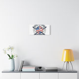Patriotic Baseball Emblem Canvas | Vintage Red White Blue Baseball Wall Art