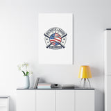 Patriotic Baseball Emblem Canvas | Vintage Red White Blue Baseball Wall Art
