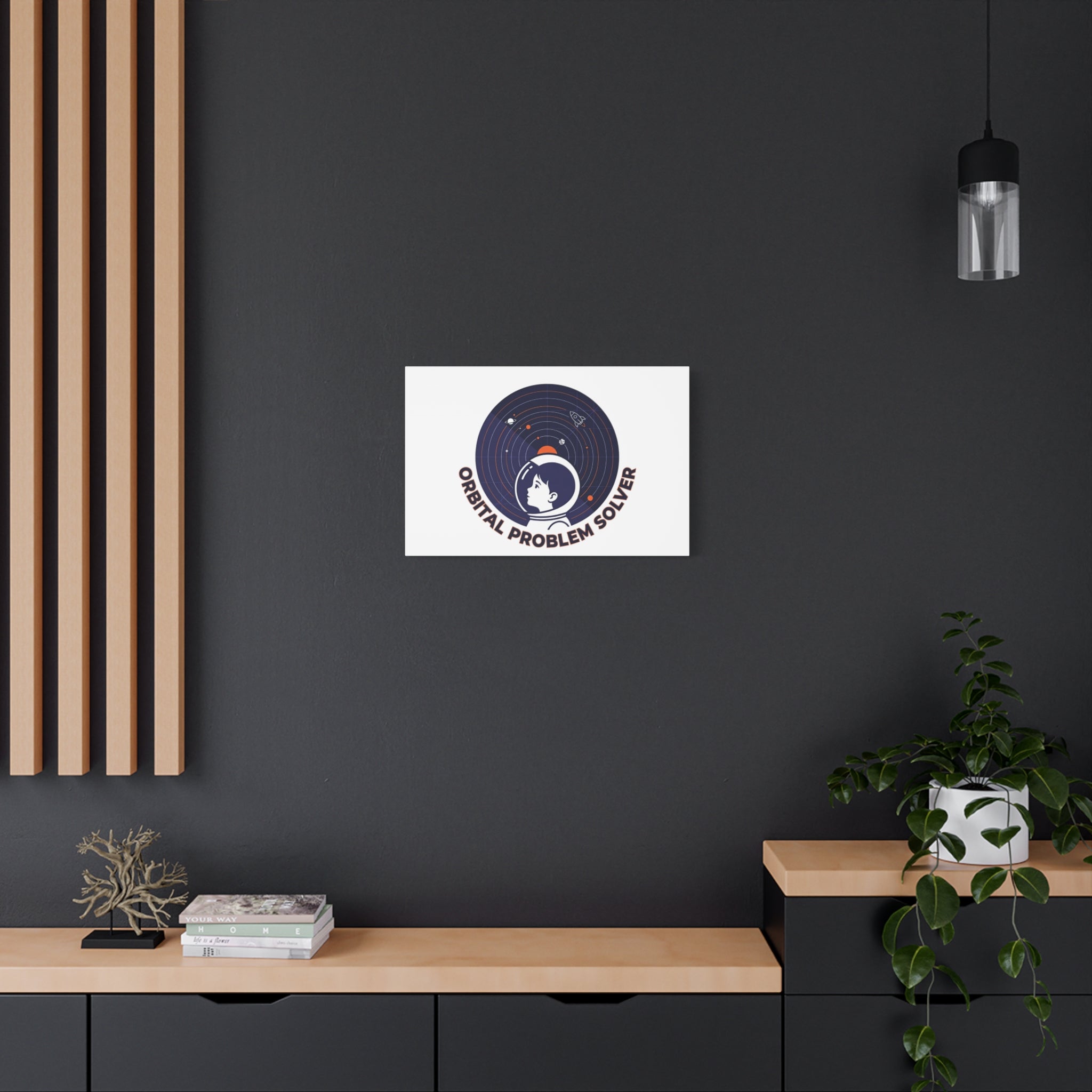 Orbital Problem Solver Canvas | space mission patch, astronaut art, cosmic science