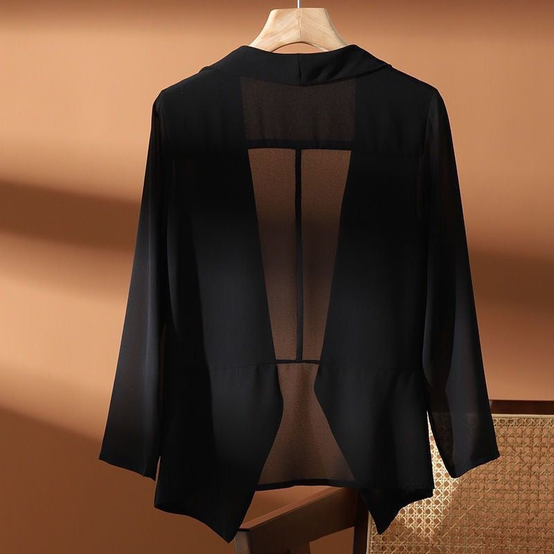 Women's Chiffon Cardigan With Three-quarter Sleeves
