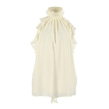 Pure Seduction Style Lotus-Leaf Hem Halterneck Lace-Up Camisole
