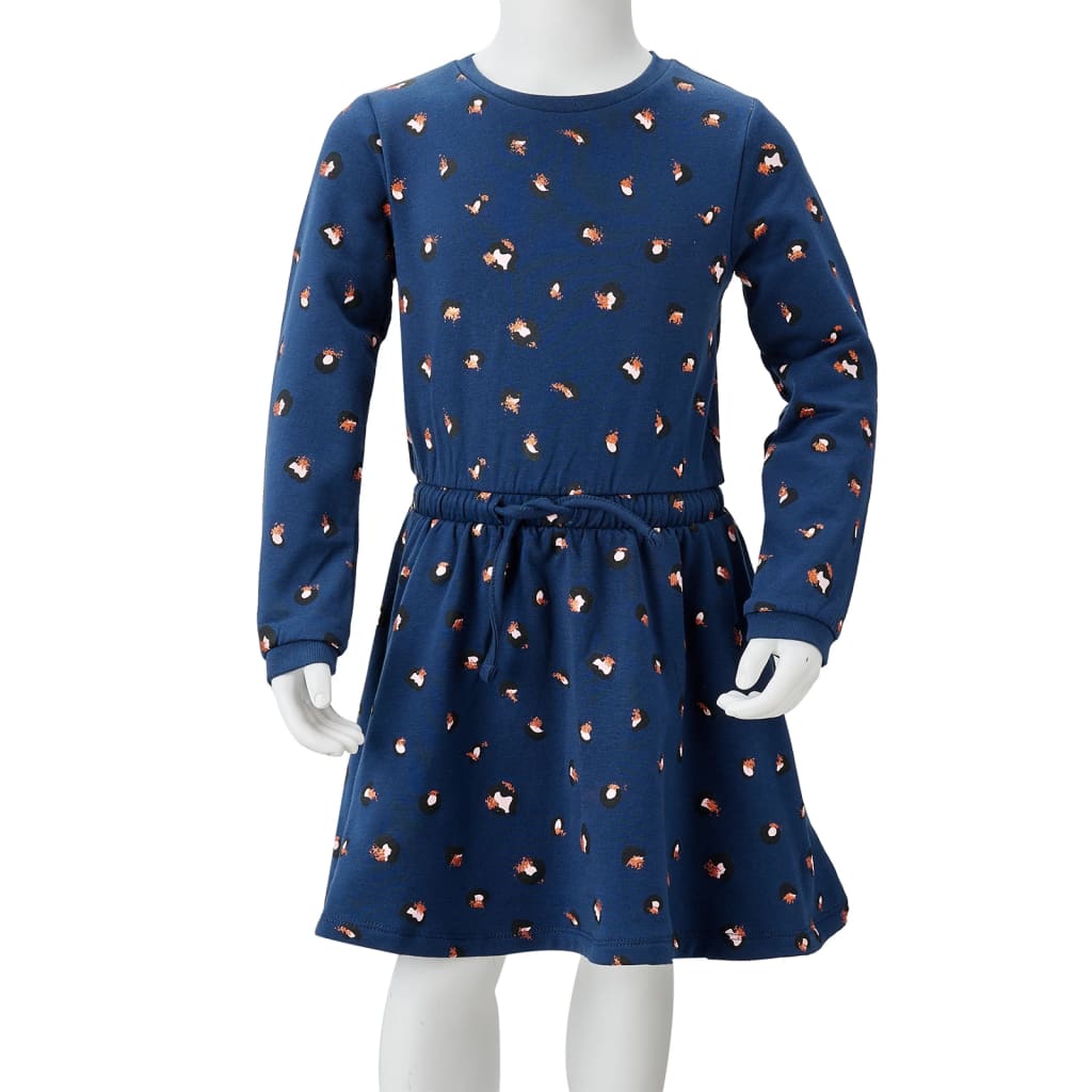 Children's dress with long sleeves, navy blue, size 116