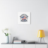 Patriotic Baseball Emblem Canvas | Vintage Red White Blue Baseball Wall Art