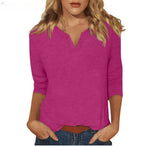 Three-quarter-sleeve Solid-color T-shirt Top