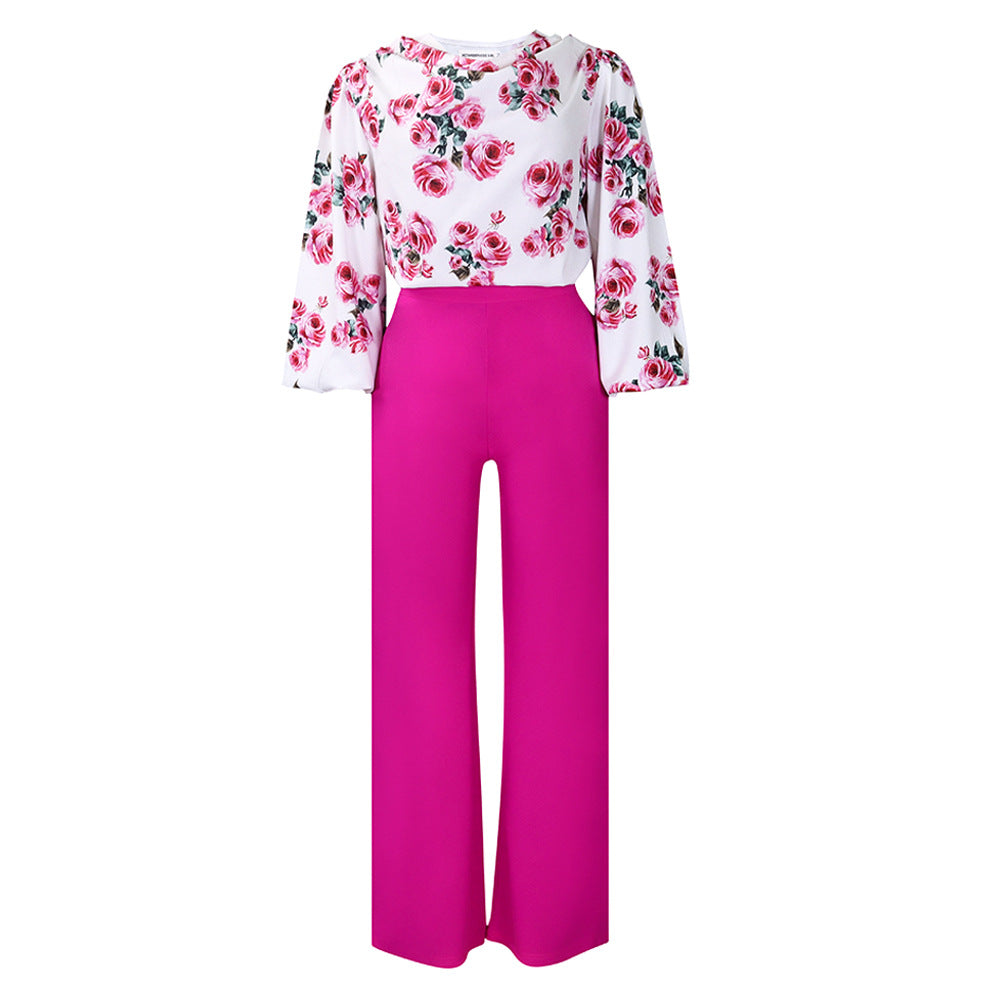 Women's Fashionable Printed Lace-Up Casual Set