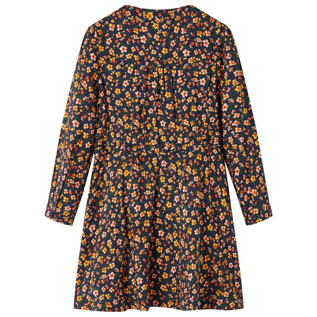Children's dress with long sleeves, navy blue, size 104. Children's dress with