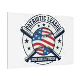 Patriotic Baseball Emblem Canvas | Vintage Red White Blue Baseball Wall Art