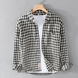 Springautumn Japanese-style Mens Plaid Shirt With Long Sleevescasual And Versatile