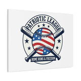 Patriotic Baseball Emblem Canvas | Vintage Red White Blue Baseball Wall Art