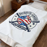 Patriotic Baseball Emblem Blanket | Red White Blue, Vintage Ballpark Graphic
