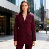 Autumn Winter Womens Versatile Single-Breasted V-Neck Long-Sleeve Blazer
