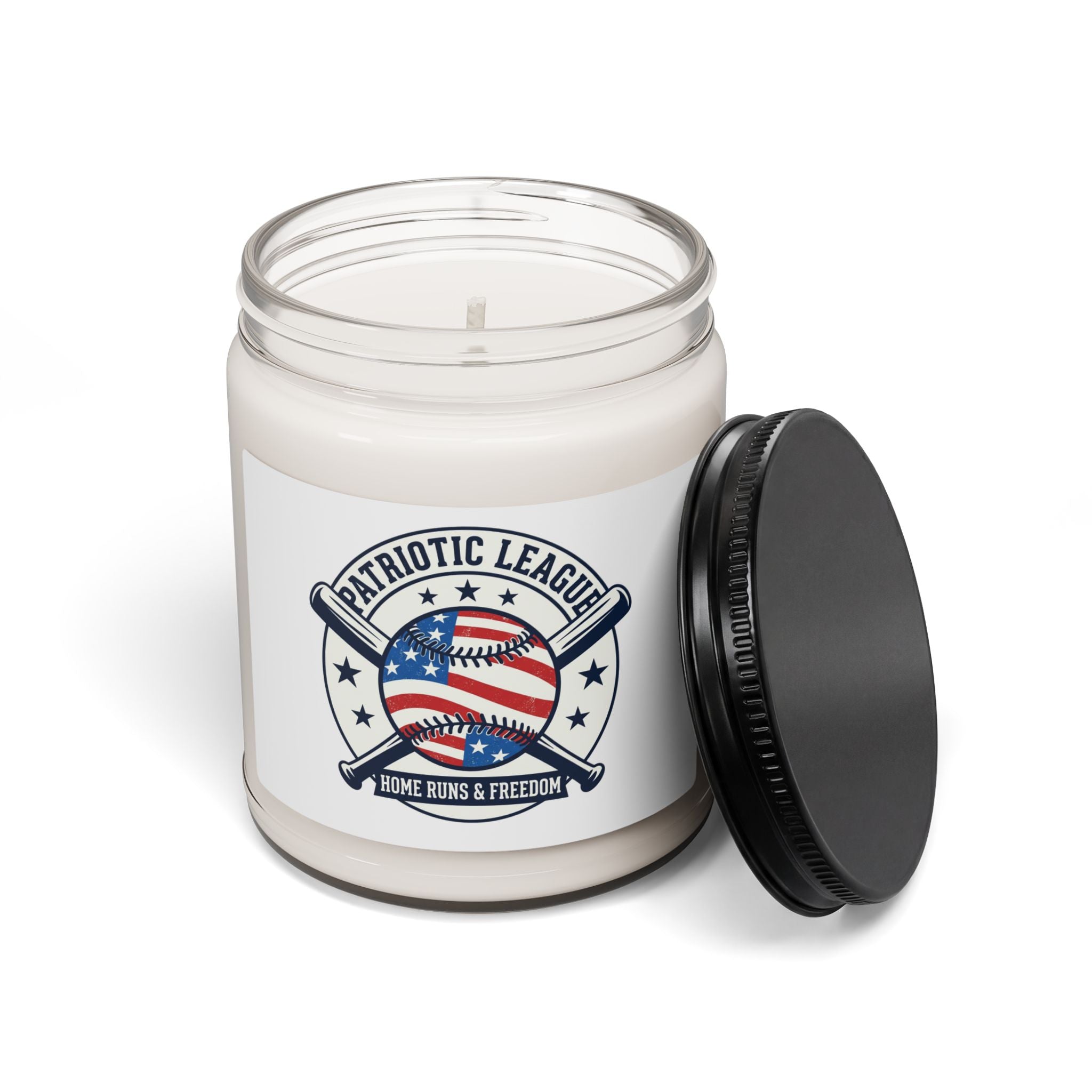 Patriotic Baseball Logo Candle | Soy Candle, Red White Blue Ballpark Aesthetic