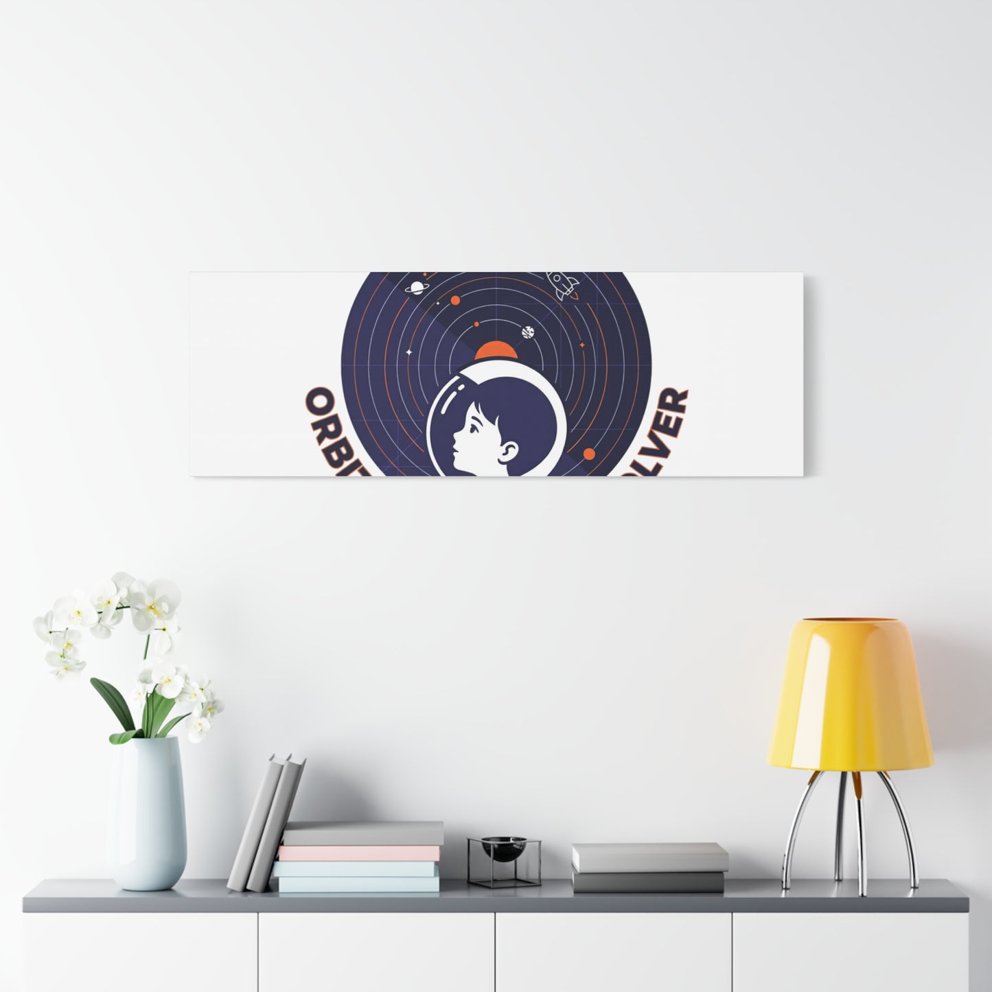 Orbital Problem Solver Canvas | space mission patch, astronaut art, cosmic science