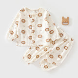 Cute Long-sleeve Cotton Set For Babies And Toddlers