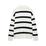 Lazy style simple and loose casual striped knitted sweater