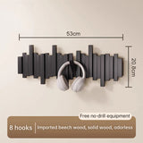 Solid Wood Hanger, Piano Key Wall Hook, Adhesive Back-of-Door Coat Hook, No Drill Entryway Organizer.