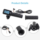 Electric Bike Throttle with LCD Speedometer & Voltmeter, 170cm Cable, Compatible 36/48/60/72V, Includes a Pair