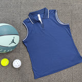 Cross-border New Womens Tennis Outfit T-shirt With A Turn-down Collar And No Sleeves