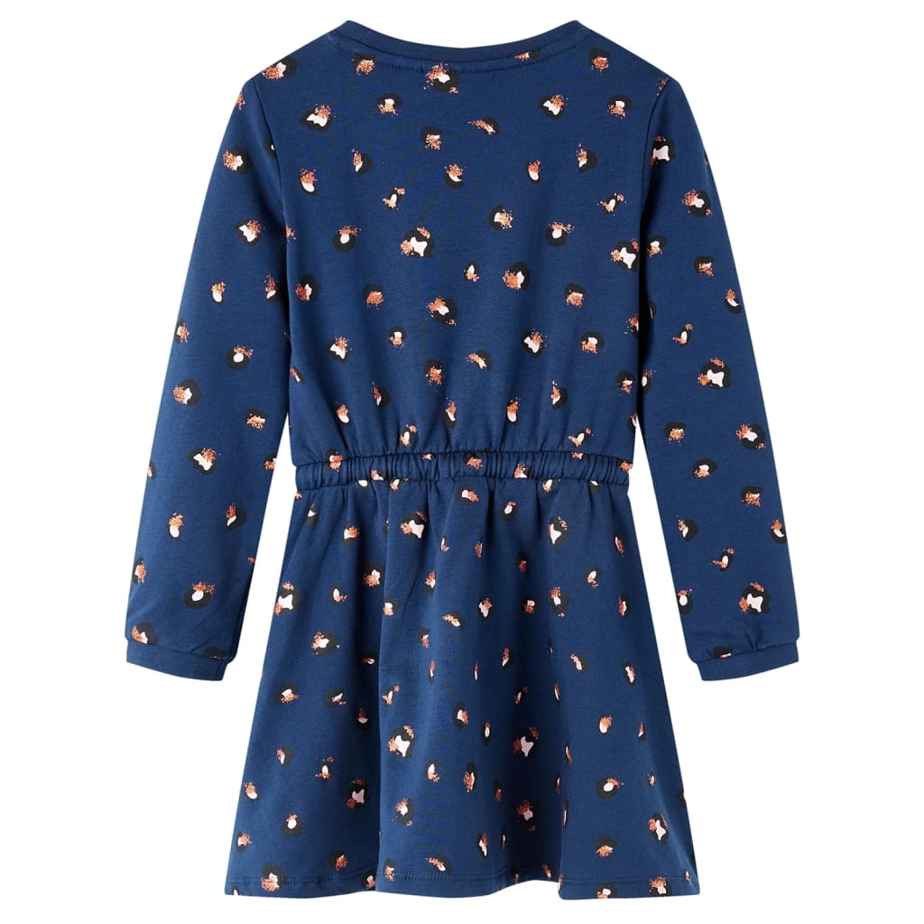 Children's dress with long sleeves, navy blue, size 116