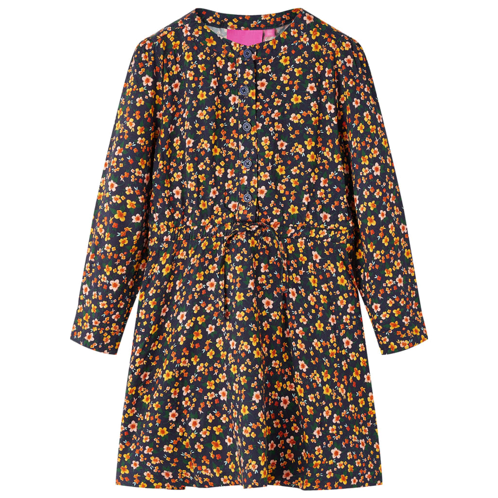 Children's dress with long sleeves, navy blue, size 104. Children's dress with