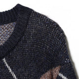 Simple casual diamond pattern knitted sweater