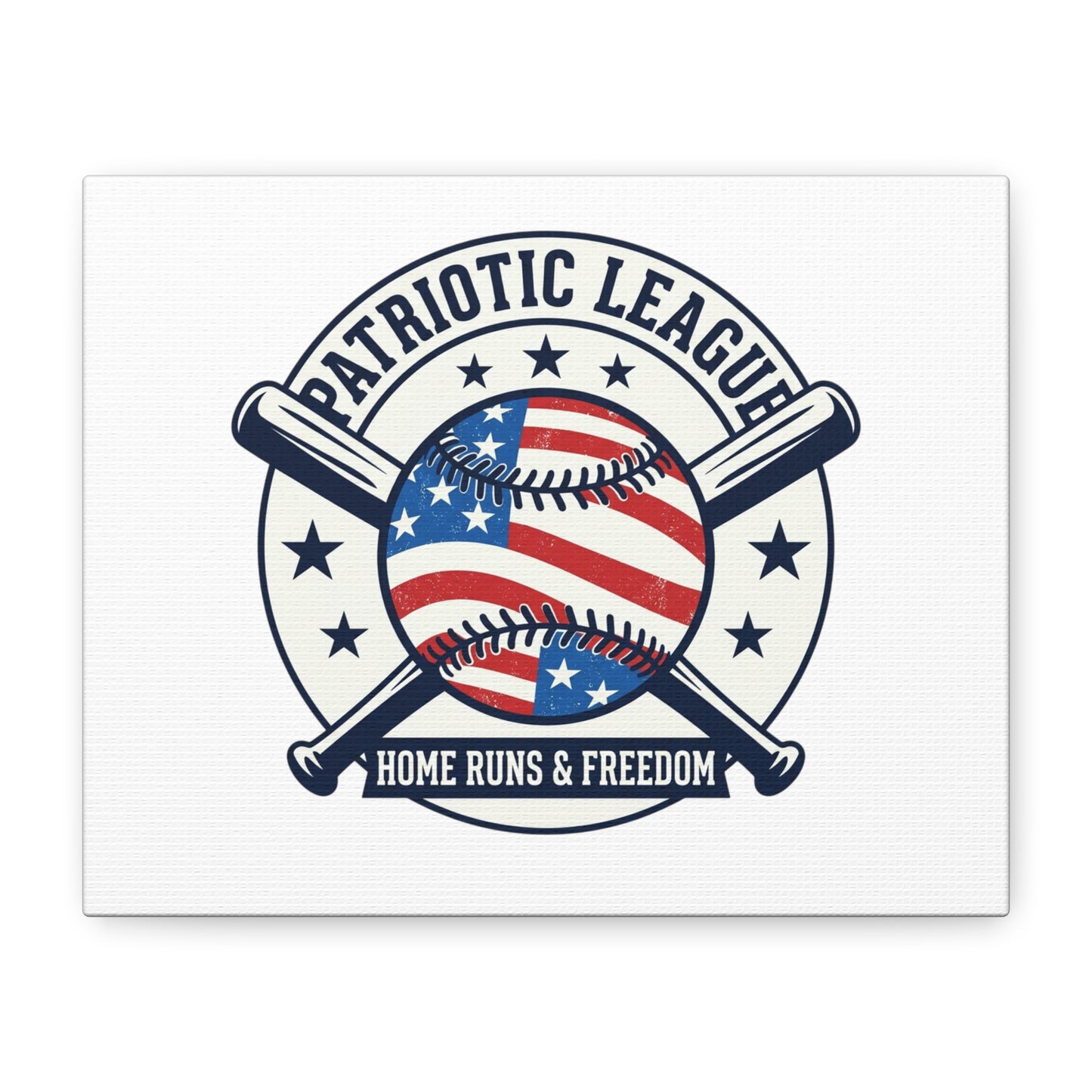 Patriotic Baseball Emblem Canvas | Vintage Red White Blue Baseball Wall Art